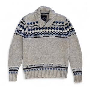 Vintage American Eagle Outfitters Men’s Knit Gray Blue Fair Isle Sweater Size L